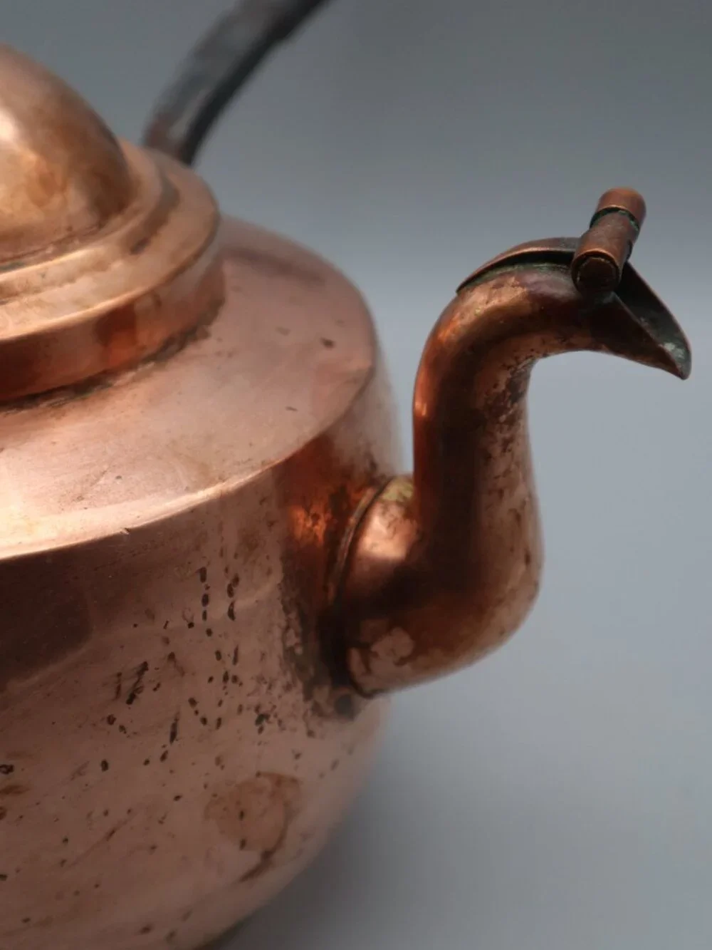 Antique 19th Century French-style Copper Kettle w/ Forged Iron Handle